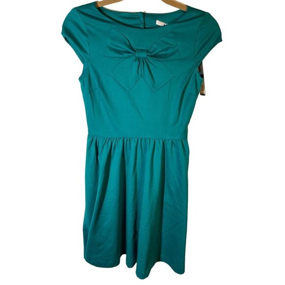 lc lauren conrad short sleeve dress green side zipper button size 0 READ NEW - Picture 1 of 13